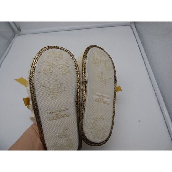 Charter Club Sculpted Pile Scuff Slippers, Ivory, Small US 5-6 - Picture 7 of 7